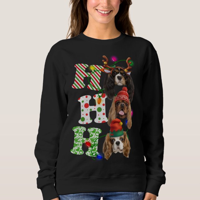 Ho Ho Ho Cavalier King Charles Spaniel Cute Christ Sweatshirt (Front)