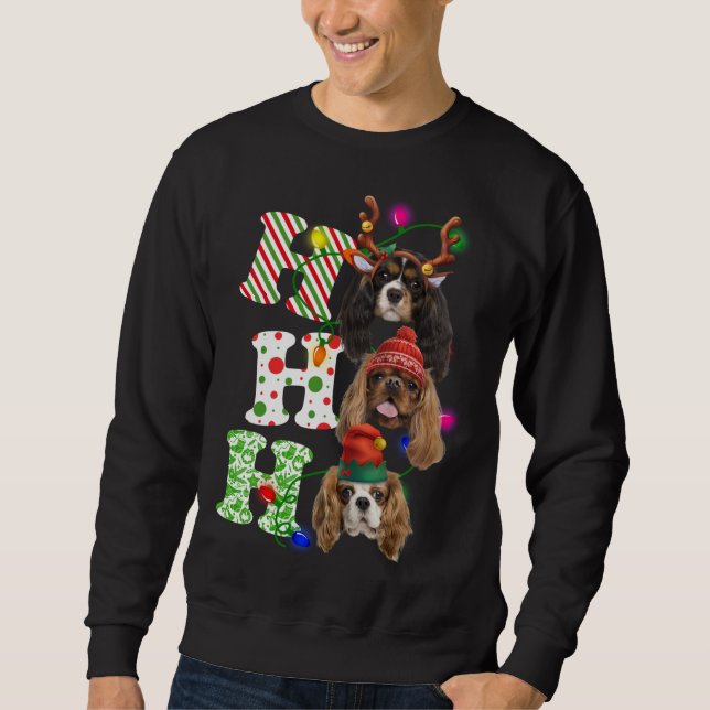 Ho Ho Ho Cavalier King Charles Spaniel Cute Christ Sweatshirt (Front)