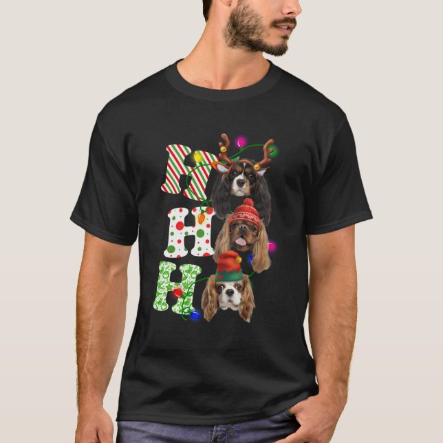Ho Ho Ho Cavalier King Charles Spaniel Cute Christ T-Shirt (Front)