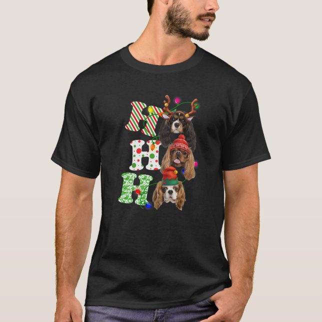 Ho Ho Ho Cavalier King Charles Spaniel Cute Christ T-Shirt (Front)