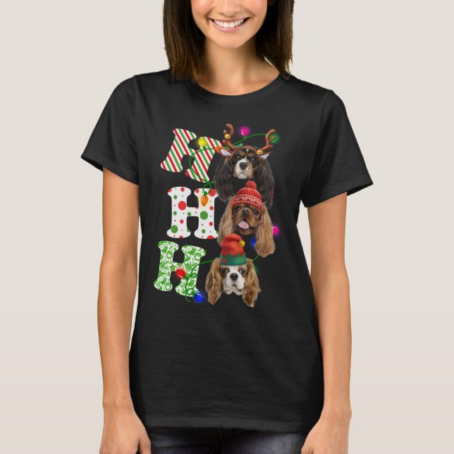 Ho Ho Ho Cavalier King Charles Spaniel Cute Christ T-Shirt (Front)