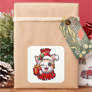 Ho Ho Ho Characters Festive Lettering Square Sticker