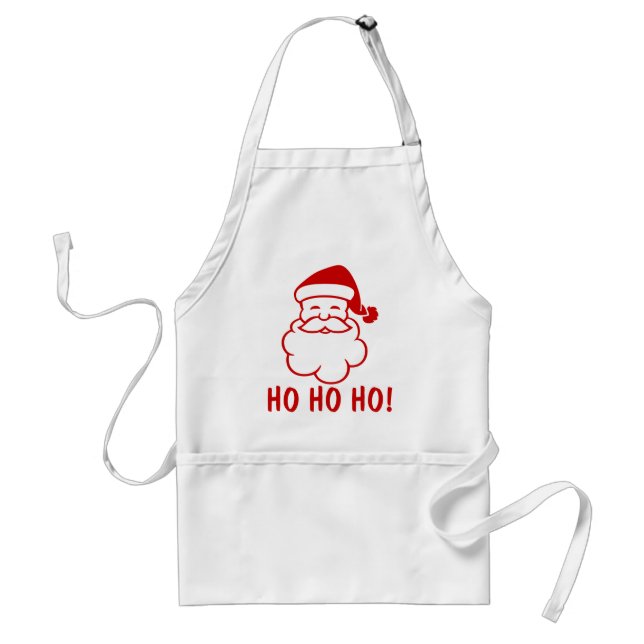 Ho Ho Ho Christmas aprons with funny Santa Claus. (Front)