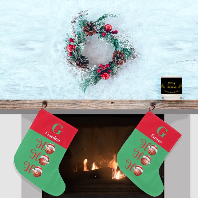 Ho Ho Ho Christmas Basketball  Large Christmas Stocking (Creator Uploaded)