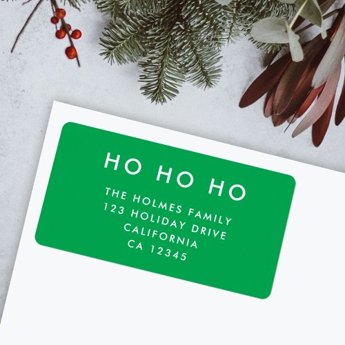 Ho Ho Ho  Christmas Bright Green Return Address Label