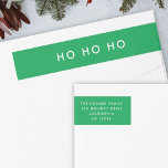 Ho Ho Ho | Christmas Bright Green Return Address Wrap Around Label<br><div class="desc">Simple,  stylish "Ho Ho Ho" wrap around label in green with a modern minimalist typography in white which can be easily personalized with your own greeting,  family name & address to pair with our matching holiday card range!</div>
