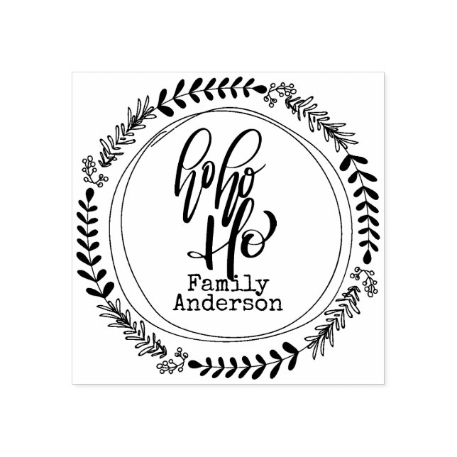 HO HO HO Christmas Calligraphy Personalized NAME Rubber Stamp (Imprint)