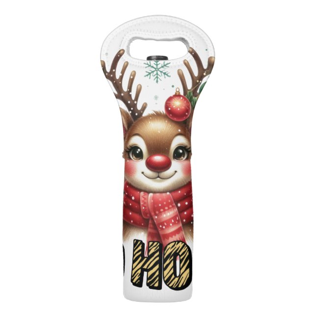Ho Ho Ho Christmas Card Wine Bag (Front)