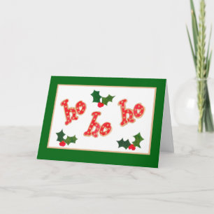 'Ho Ho Ho' Christmas Card with Holly