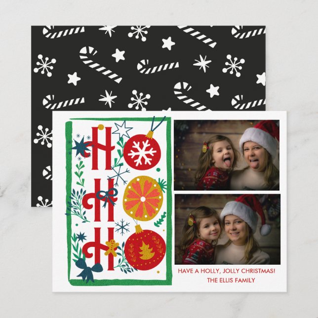 Ho Ho Ho Christmas Cards | Photo Holiday  (Front/Back)