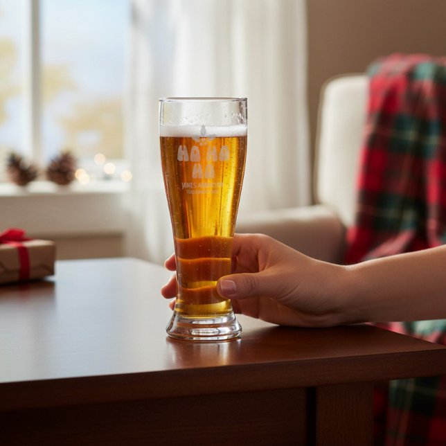 Ho Ho Ho Christmas Corporate Personalized Name Pilsner Glass (Creator Uploaded)