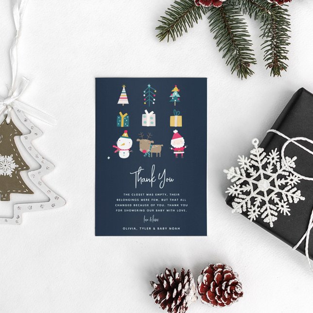 HO HO HO Christmas Couple Baby Shower Thank You Card (Creator Uploaded)