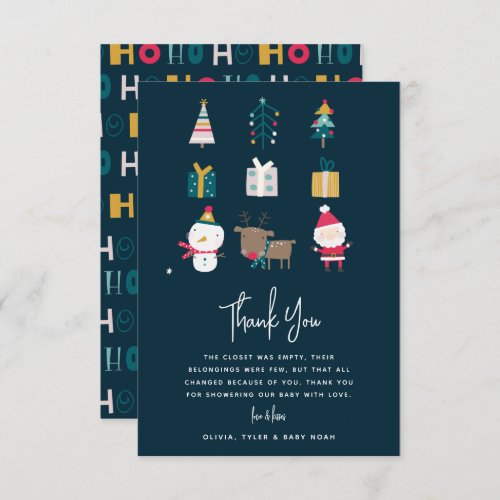 HO HO HO Christmas Couple Baby Shower Thank You Card