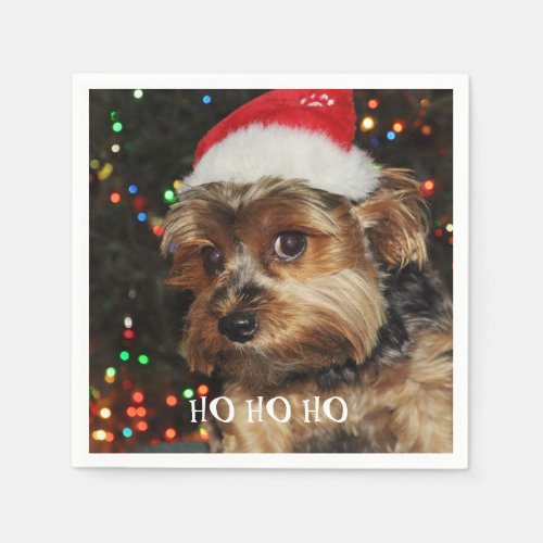 HO HO HO ChristmasCute Yorkshire terrier Paper Napkins