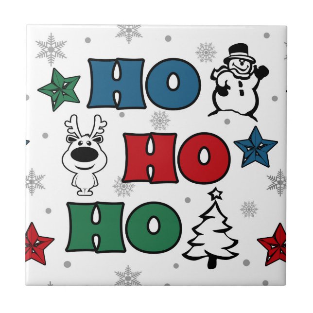 Ho-Ho-Ho Christmas design Ceramic Tile (Front)