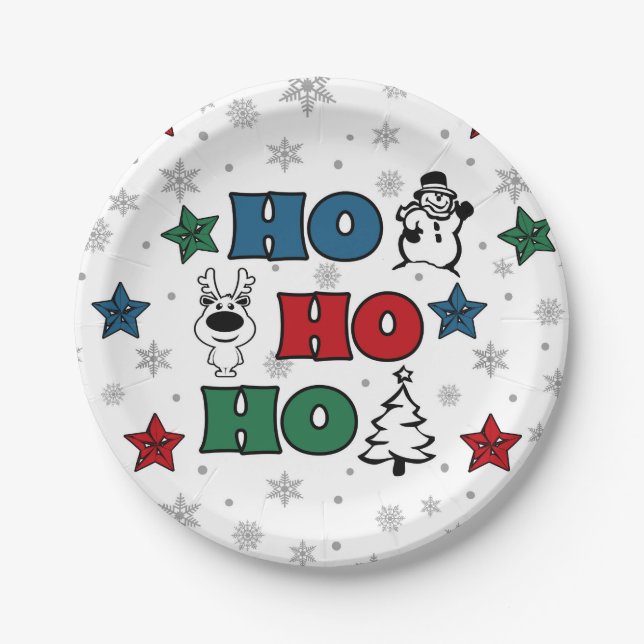 Ho-Ho-Ho Christmas design Paper Plates (Front)