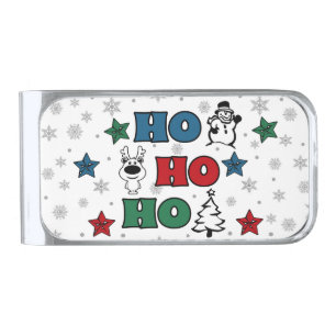 Ho-Ho-Ho Christmas design Silver Finish Money Clip