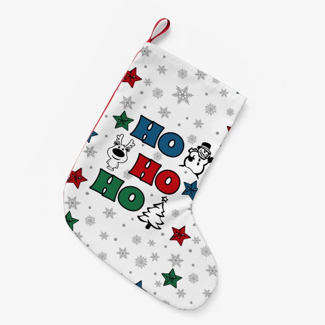Ho-Ho-Ho Christmas design Small Christmas Stocking (Front (Hanging))