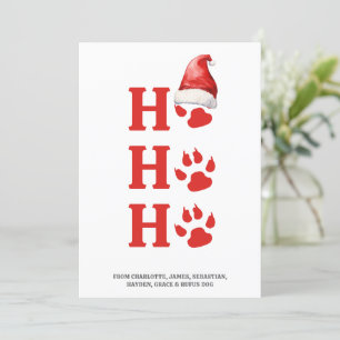 Ho Ho Ho Christmas Dog Paw Personalized Holiday Card