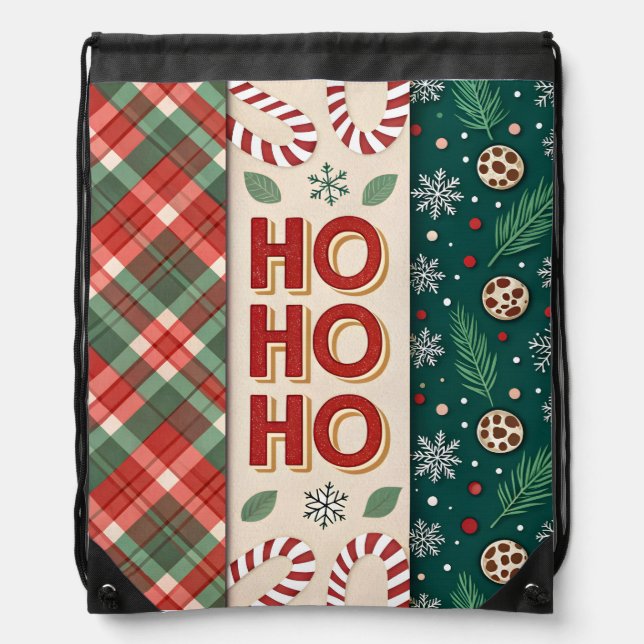 Ho Ho Ho Christmas  Drawstring Bag (Front)