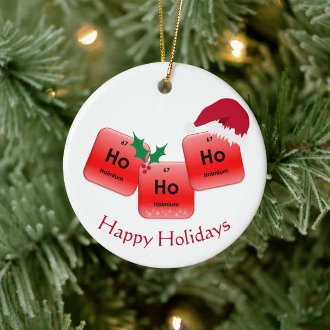 Ho Ho Ho Christmas Element Illustration Photo Ceramic Ornament (Tree)