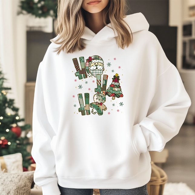Ho Ho Ho Christmas Festive Patchwork Hoodie (Creator Uploaded)