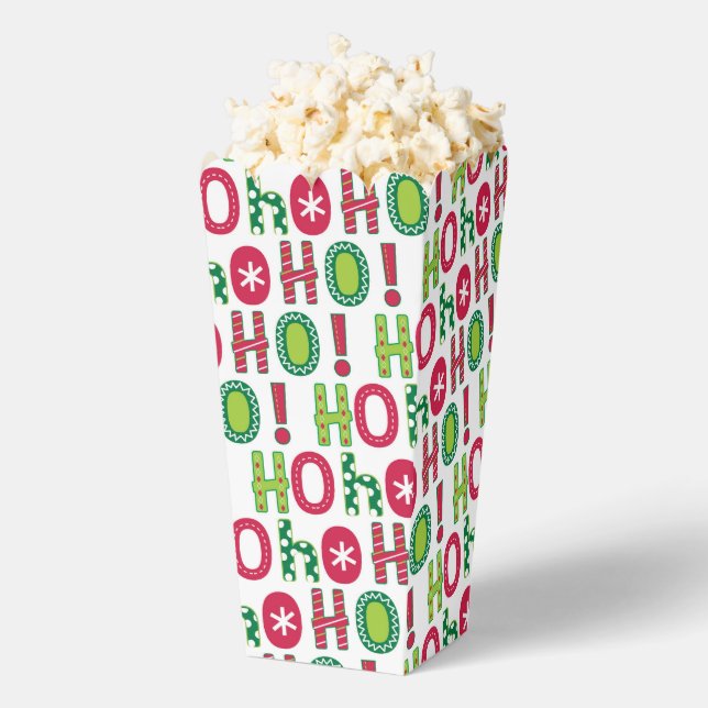 Ho Ho Ho Christmas Fun Modern Red Green Pattern Favor Boxes (Popped)
