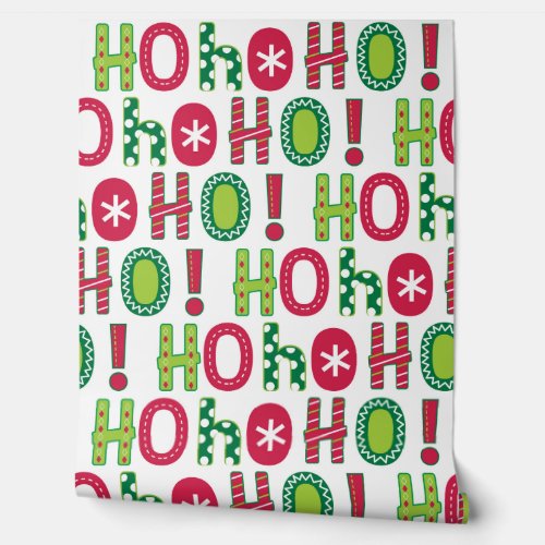 Ho Ho Ho Christmas Fun Modern Typography Pattern Wallpaper
