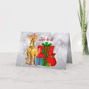 Ho Ho Ho Christmas Giraffes Card