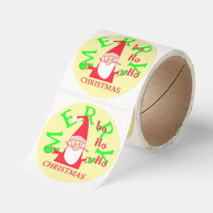 "Ho Ho Ho" Christmas Gnome: Happy Holidays Classic Round Sticker