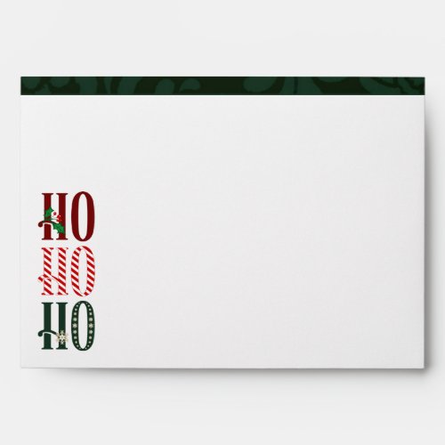 Ho Ho Ho Christmas Green Holiday 5x7 Envelope
