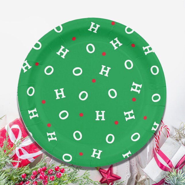 Ho Ho Ho Christmas Green Red Party Paper Napkin Paper Plates (Creator Uploaded)