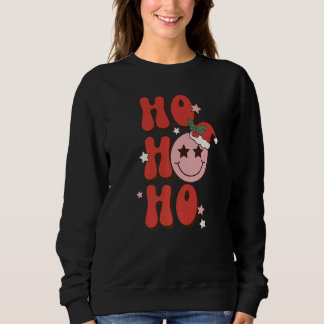 Ho Ho Ho Christmas Happy Face With Santa Hat Chris Sweatshirt