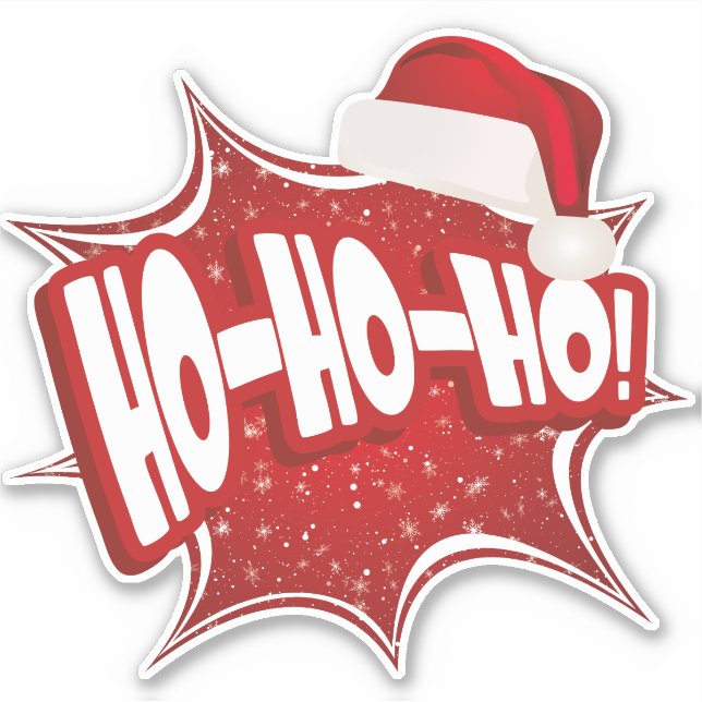Ho Ho Ho | Christmas Hat Modern Sticker (Front)
