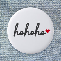 Ho Ho Ho | Christmas Heart Modern Minimalist Button