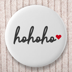 Ho Ho Ho Christmas Heart Modern Minimalist Button