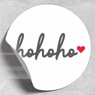 Ho Ho Ho Christmas Heart Modern Minimalist Classic Round Sticker