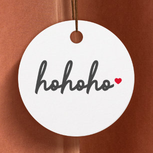Ho Ho Ho Christmas Heart Modern Minimalist Favor Tags