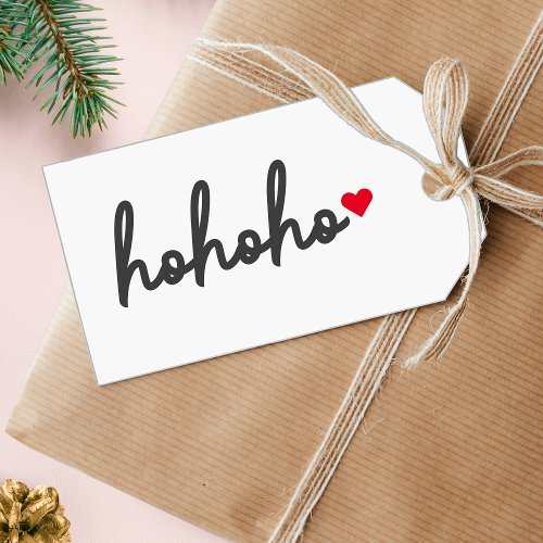 Ho Ho Ho  Christmas Heart Modern Minimalist Gift Tags