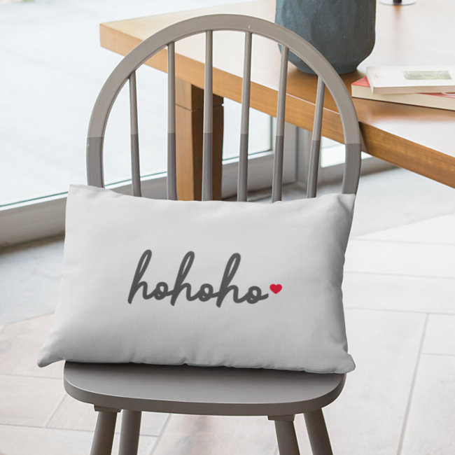 Ho Ho Ho | Christmas Heart Modern Minimalist Lumbar Pillow