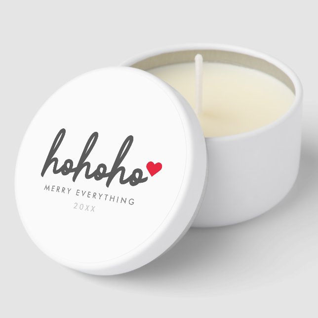 Ho Ho Ho | Christmas Heart Modern Minimalist Mini Candle Favors (Corner)