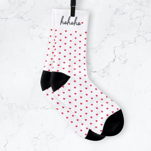 Ho Ho Ho  Christmas Heart Modern Minimalist Socks