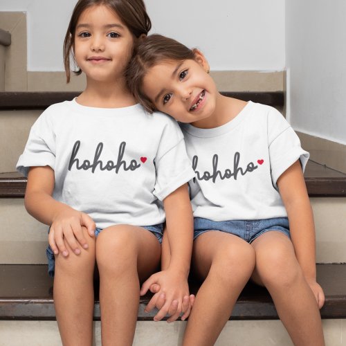 Ho Ho Ho  Christmas Heart Modern Minimalist Toddler T_shirt