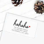 Ho Ho Ho | Christmas Heart Return Address Label<br><div class="desc">Modern,  minimalist holiday return address label with "ho ho ho" in script handwriting style typography followed by a red heart. The name and address can easily be personalized for a personal touch.</div>