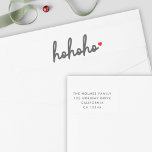 Ho Ho Ho | Christmas Heart Return Address Wrap Around Label<br><div class="desc">Modern,  minimalist holiday return address label with "ho ho ho" in script handwriting style typography followed by a red heart. The name and address can easily be personalized for a personal touch.</div>