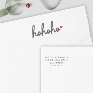 Ho Ho Ho   Christmas Heart Return Address Wrap Around Label