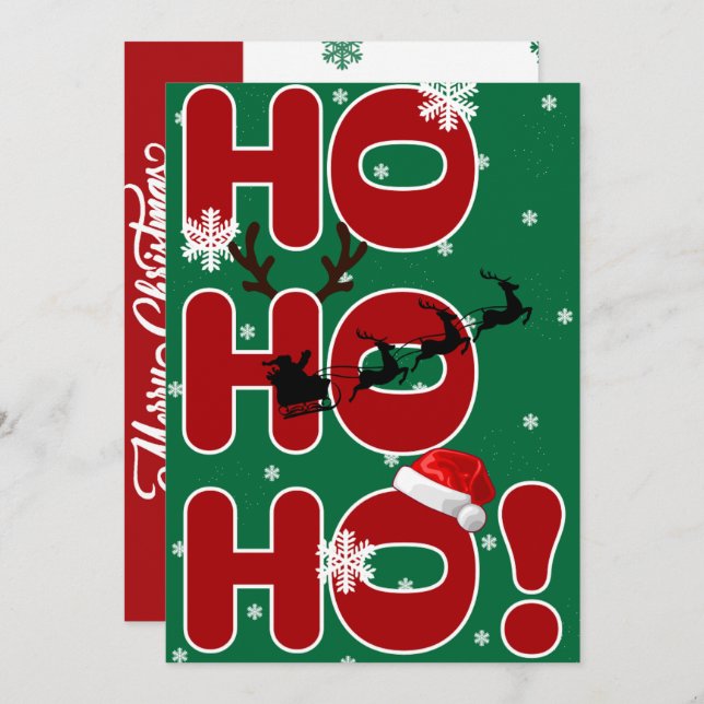 Ho Ho Ho Christmas Holiday Card  (Front/Back)