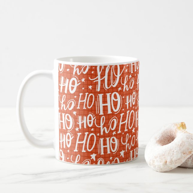 Ho Ho Ho Christmas Holiday Chic Modern Coffee Mug (With Donut)