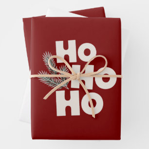 Ho Ho Ho Christmas Holiday Gifts Seasonal  Wrapping Paper Sheets