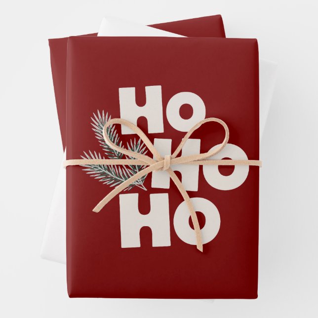 Ho Ho Ho Christmas Holiday Gifts Seasonal  Wrapping Paper Sheets (In situ)